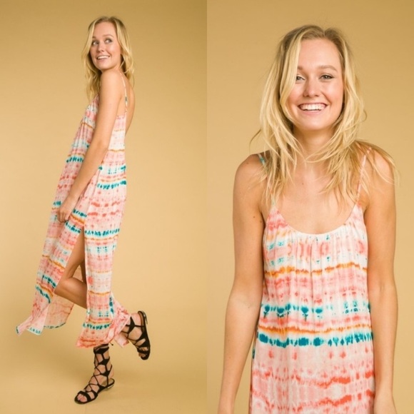 🔥3/$15🔥BACKLESS HONEY PUNCH TIE DYE MAXI DRESS - Picture 2 of 5